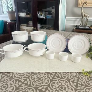 Lenox Lot DECOR Hatteras Soup bowl, Fruit Bowl, Saucer, candle‎ holder 9pc